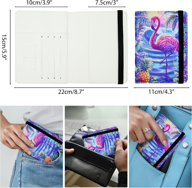 bassyil Passport Holder for Women and Men PU Leather Passport Cover for Travel (Flamingo) - Image 4